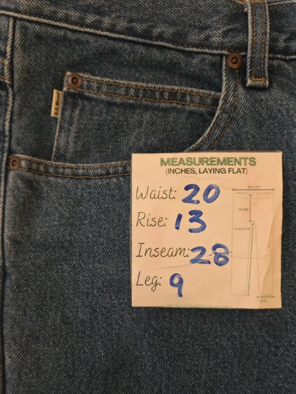 Vintage L.L. Bean 40x29 Classic 100% Cotton Blue Straight Jeans Flannel Lining